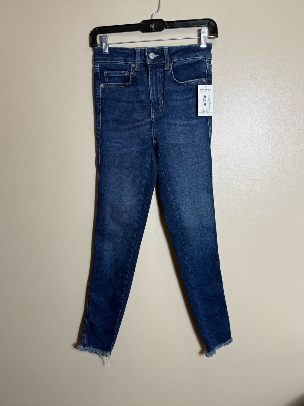Free People One 25 Super Skinny Jeans Womens 25 Raw Hem Stretch NWT